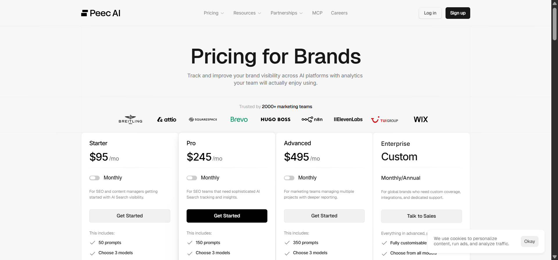 Peec AI pricing: what you actually get per tier
