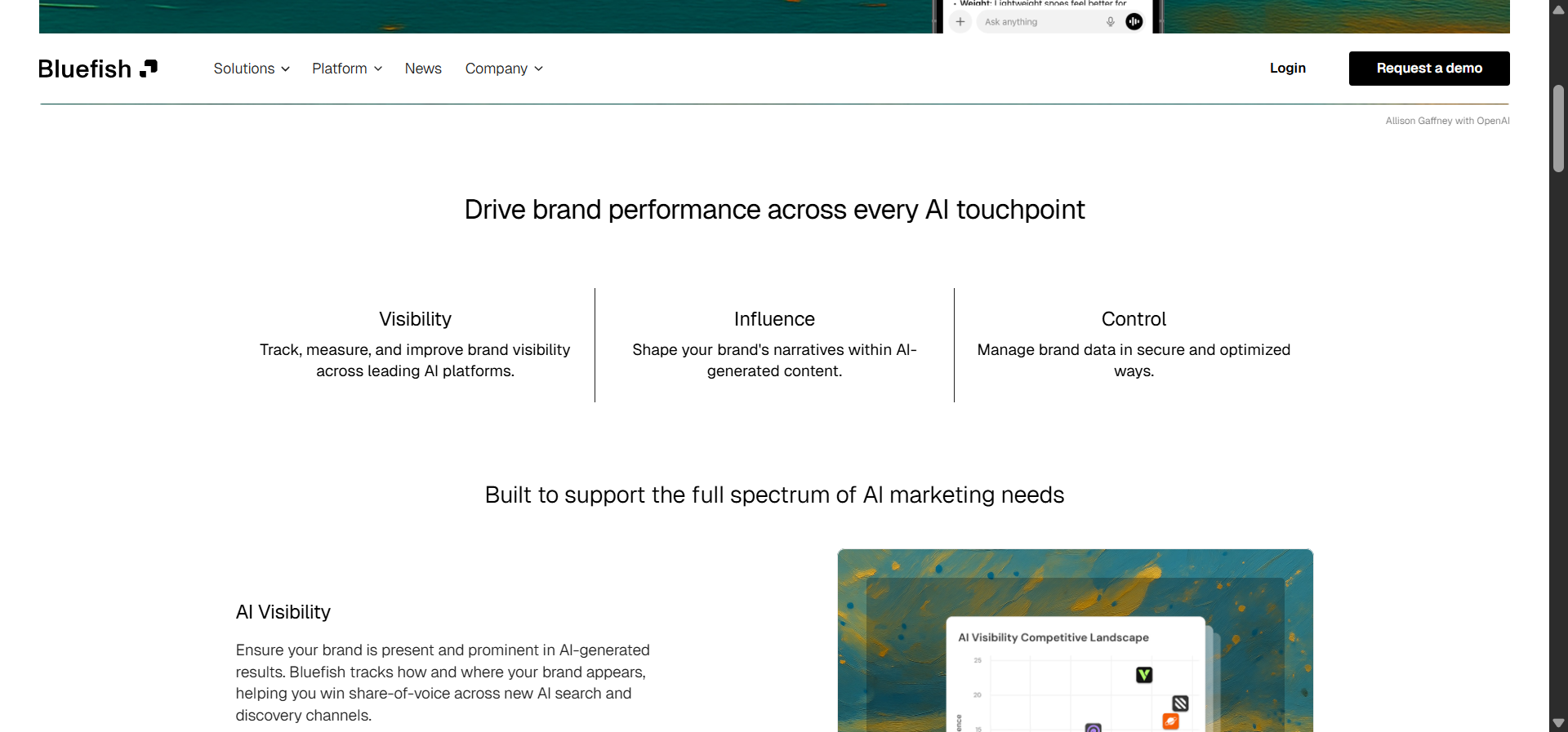 [Description of Bluefish AI solutions page with four separate team-based modules]