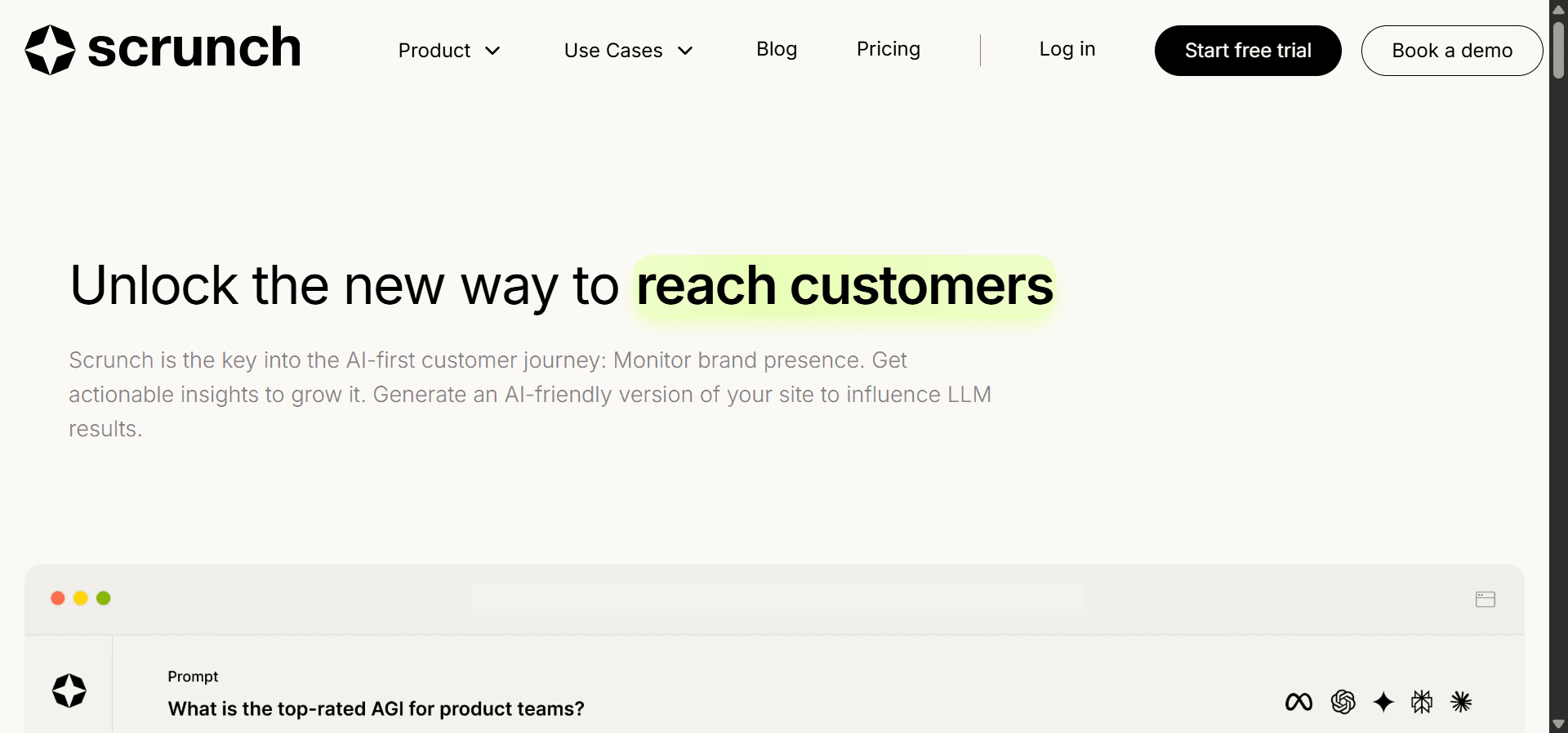 Scrunch AI homepage