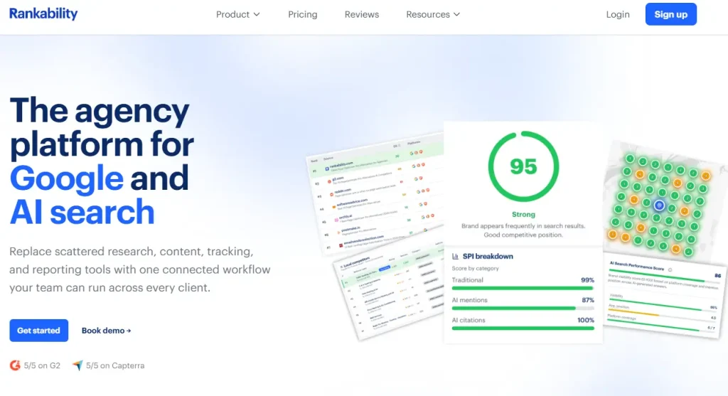 Rankability AI Analyzer prompt test results with citation comparisons