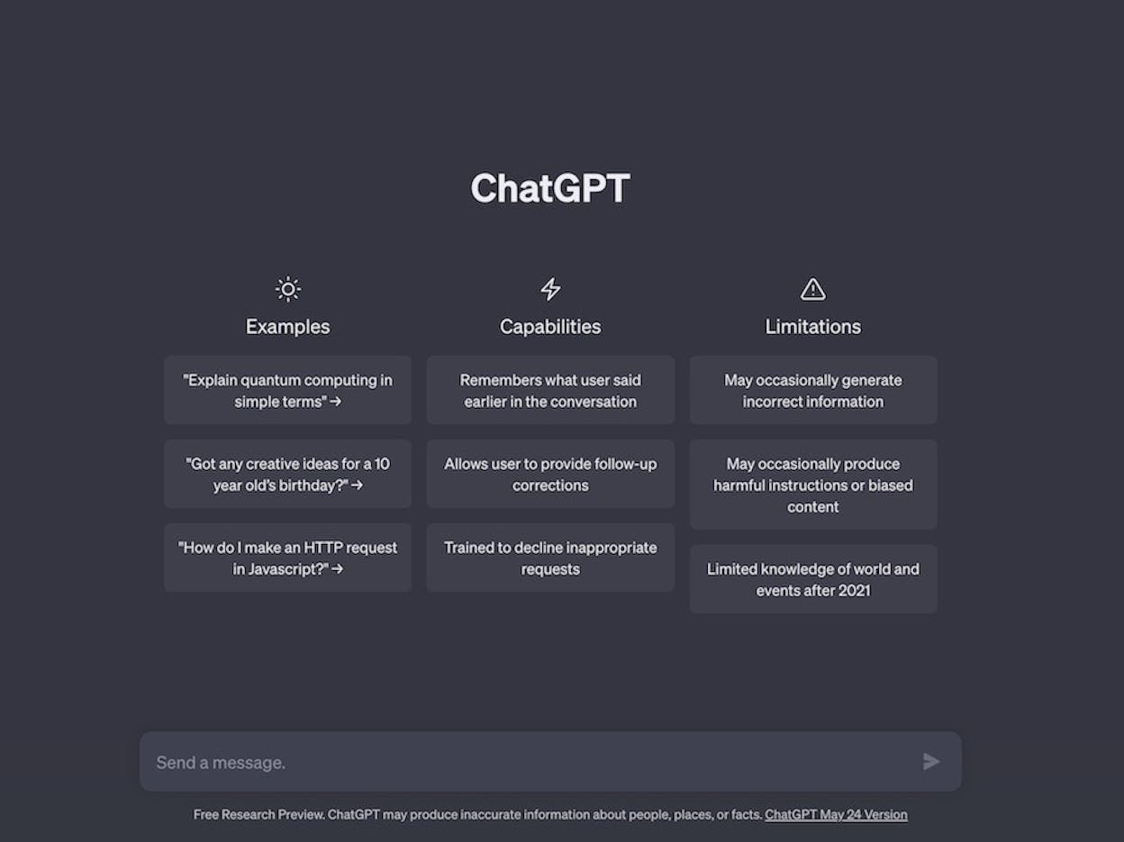 ChatGPT homepage showing the chat interface
