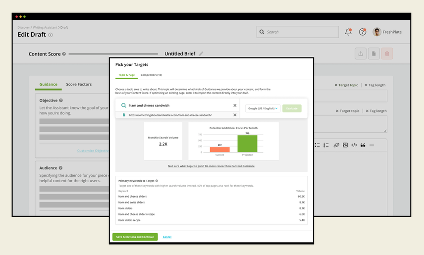 Conductor Creator interface showing AI-generated article draft with editorial suggestions in the right panel