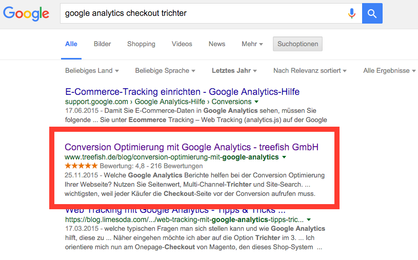 Google search result showing a rich product snippet with star rating, price, and availability