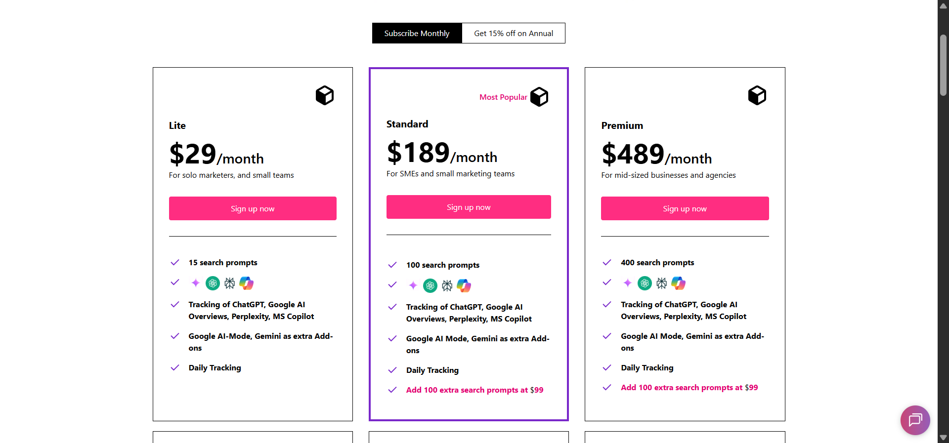 Otterly AI Pricing plans
