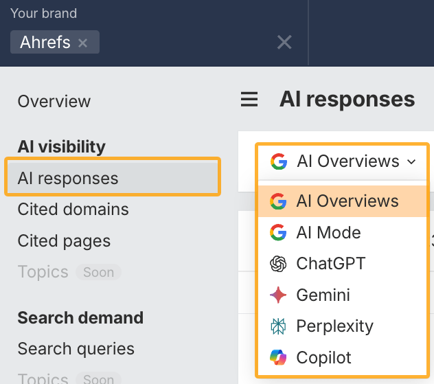 Ahrefs Brand Radar AI References module