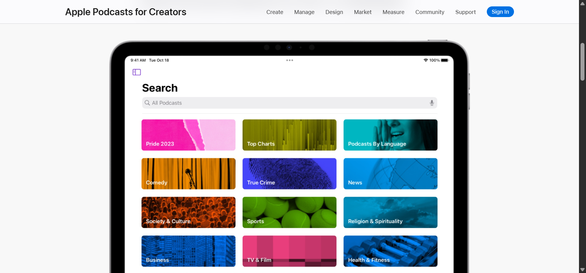 Apple Podcasts category page showing podcasts in your industry with available contact information.