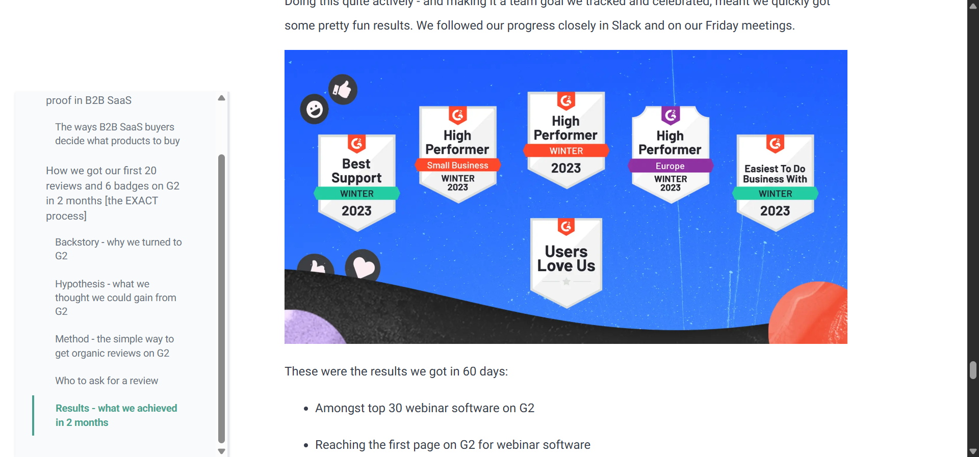 G2 product page for a B2B SaaS tool showing star rating, review count, and category badges.