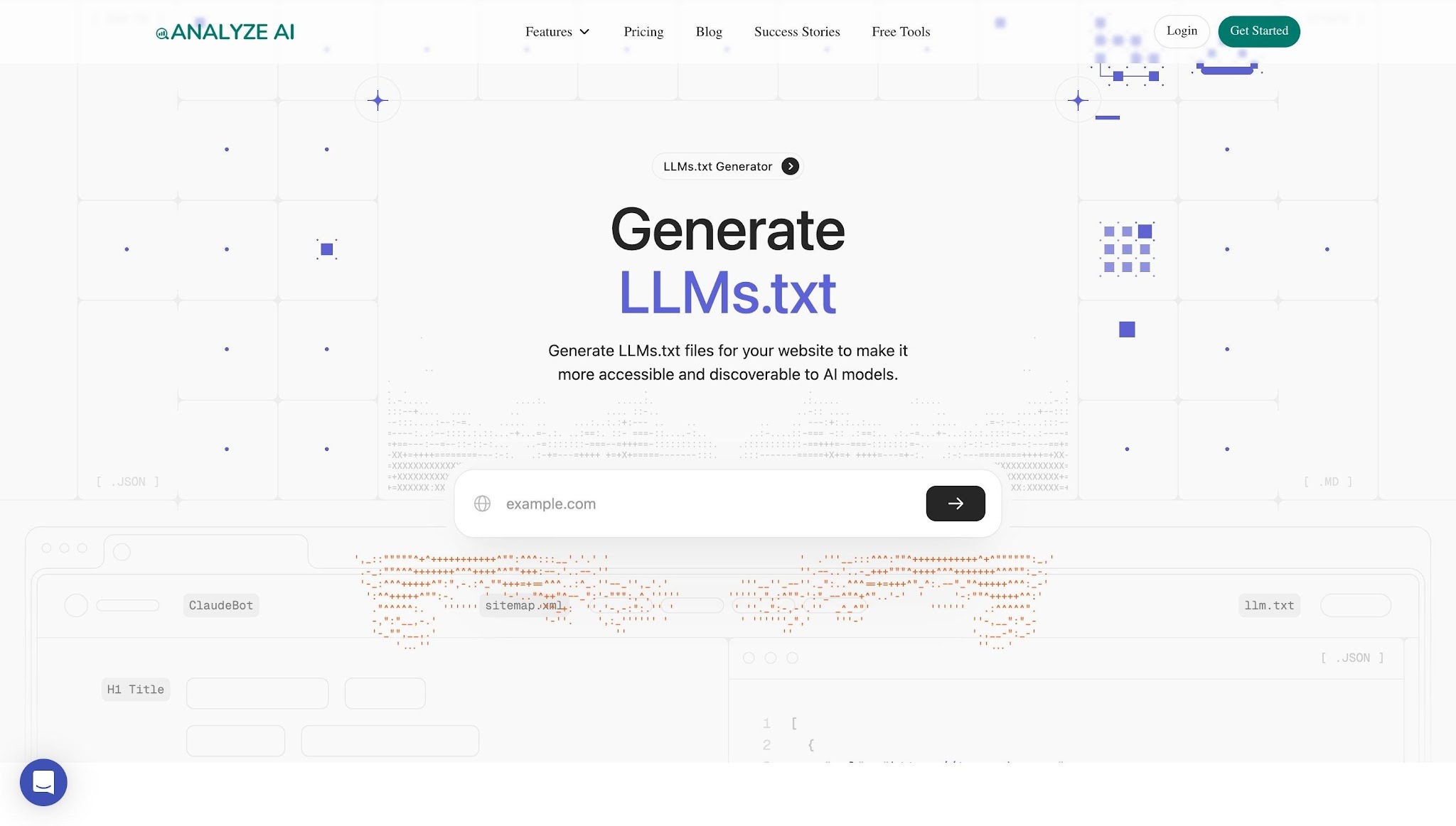 Analyze AI LLMs.txt Generator tool interface