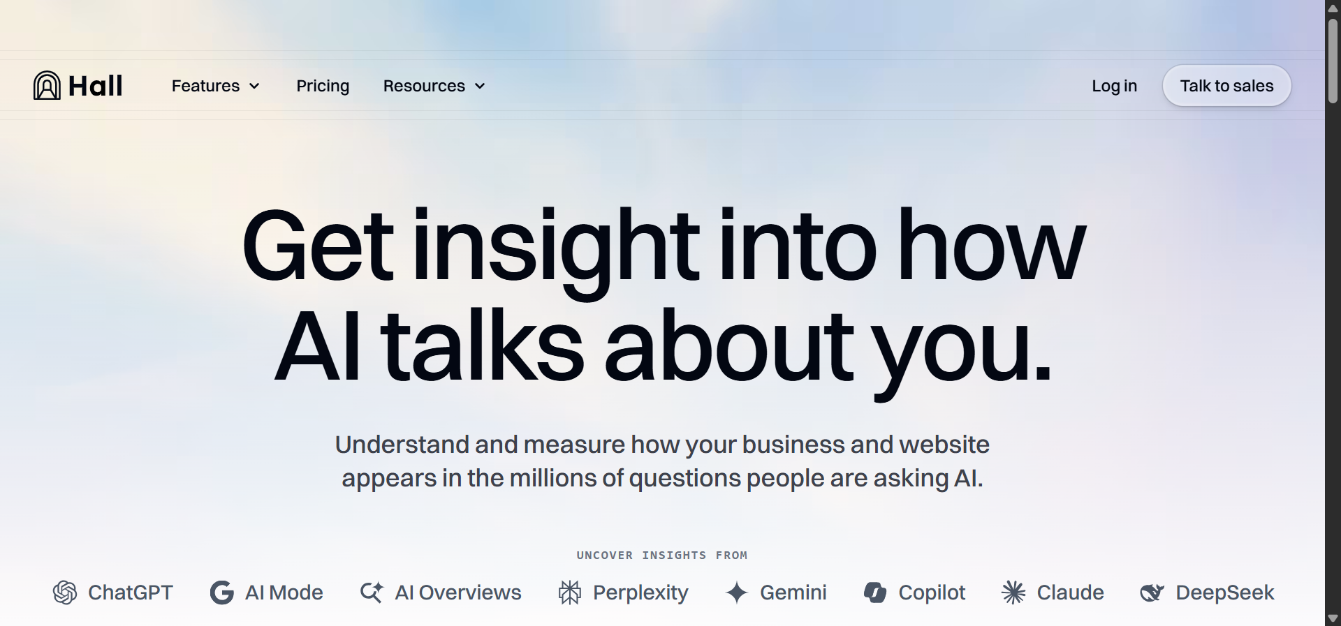 Hall: best for sentiment, citations, and agent analytics