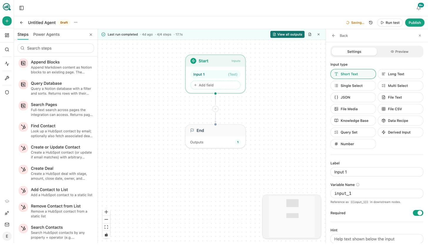Analyze AI Agent Builder with 180+ nodes including Notion, HubSpot, and DataForSEO integrations