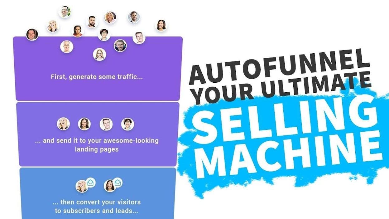 GetResponse autofunnel builder with webinar step and follow-up automation
