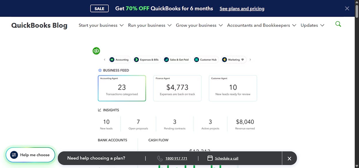 QuickBooks Online dashboard with the AI-suggested transaction categorization view, sourced from quickbooks.intuit.com