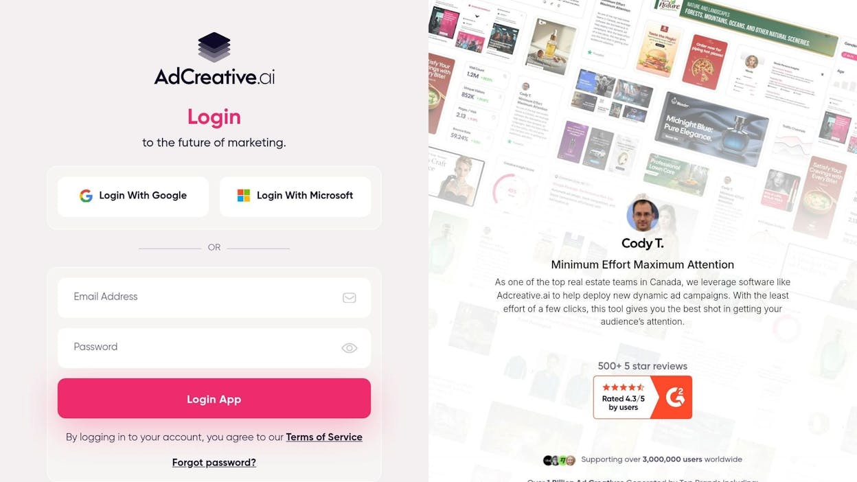 AdCreative.ai creative generation screen with brand kit applied to a Meta ad, sourced from adcreative.ai