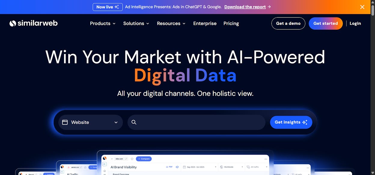 Similarweb: best for digital traffic and audience share