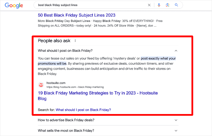 PAA box for a branded query showing a competitor-sourced or review-site-sourced answer beneath the brand’s organic result