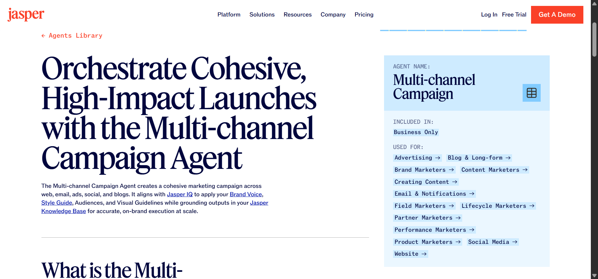 Jasper campaign builder showing multi-format content generation