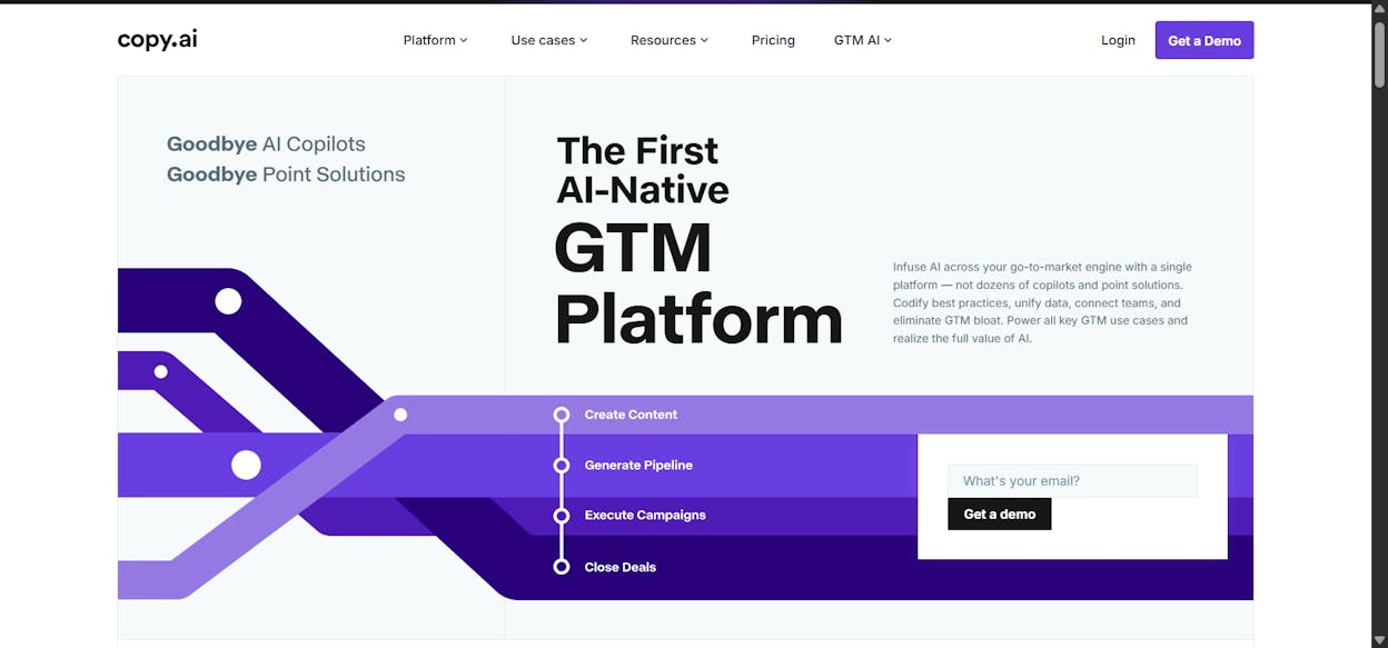 Copy.ai&rsquo;s dashboard showing workflow automation and template categories