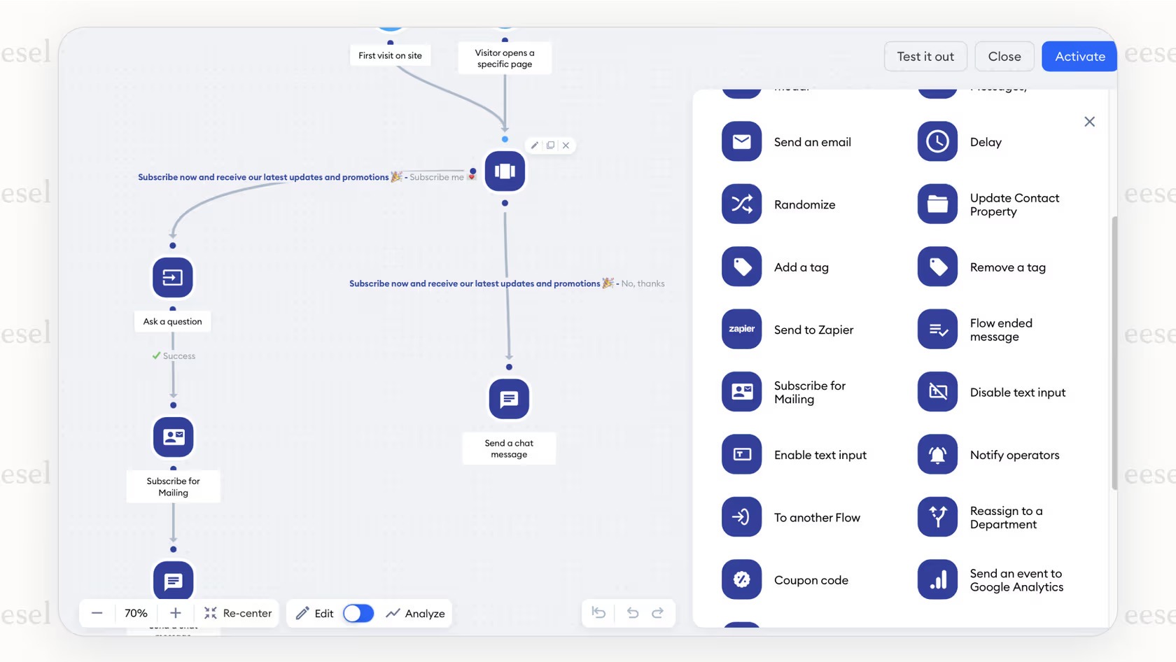 Tidio chatbot builder with conversation flows