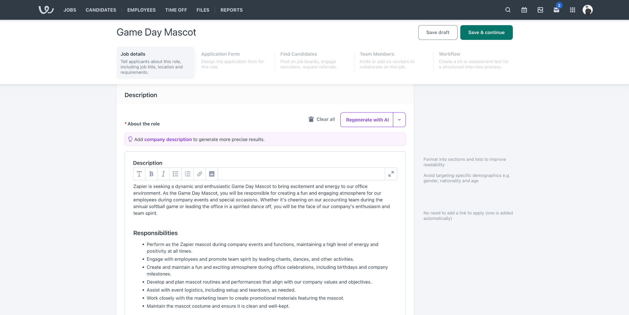 Workable applicant tracking system with AI candidate matching