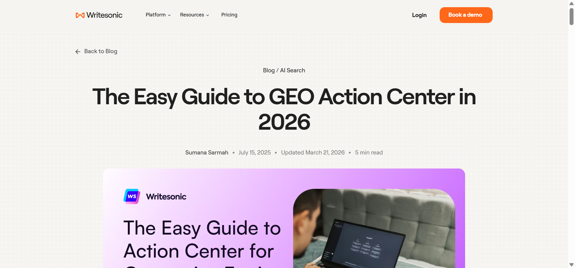 Writesonic GEO: best for combining monitoring and content creation