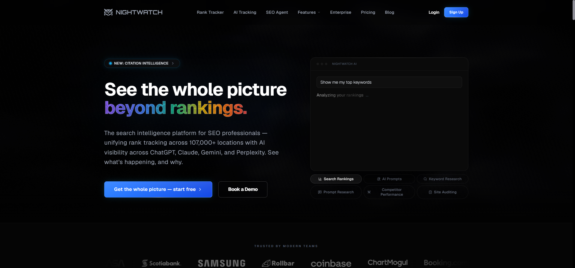 Nightwatch: best for agencies adding AI visibility to SEO reporting