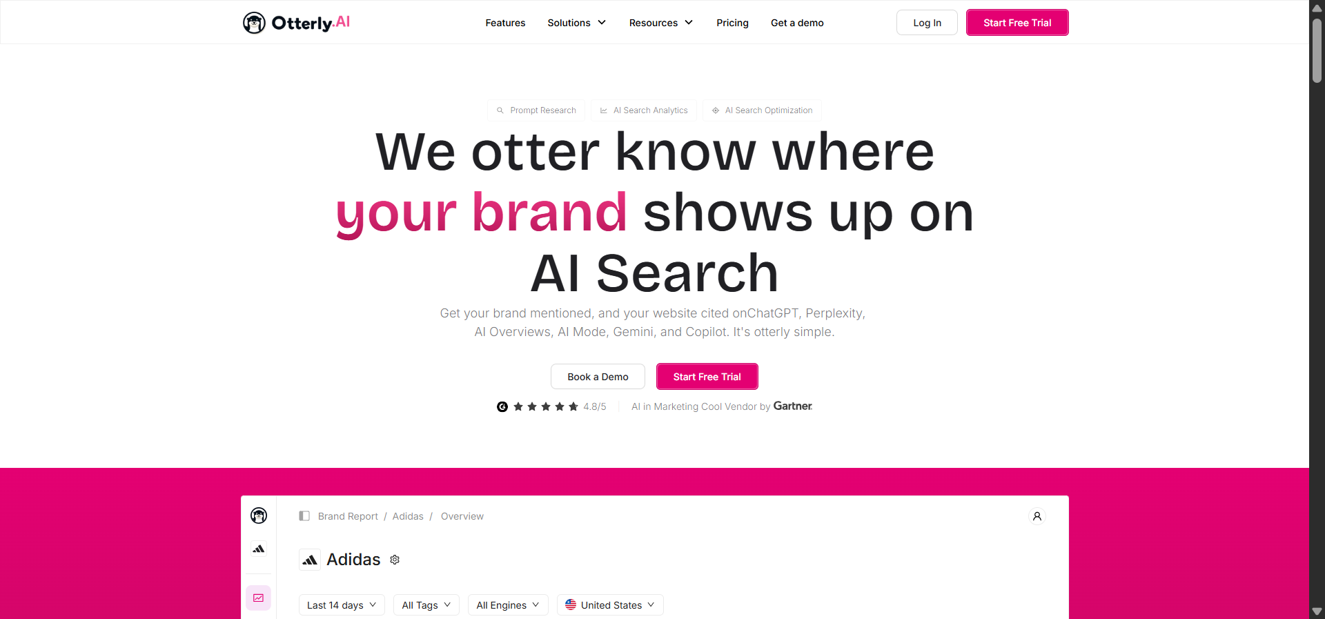Otterly AI dashboard showing brand mention alerts