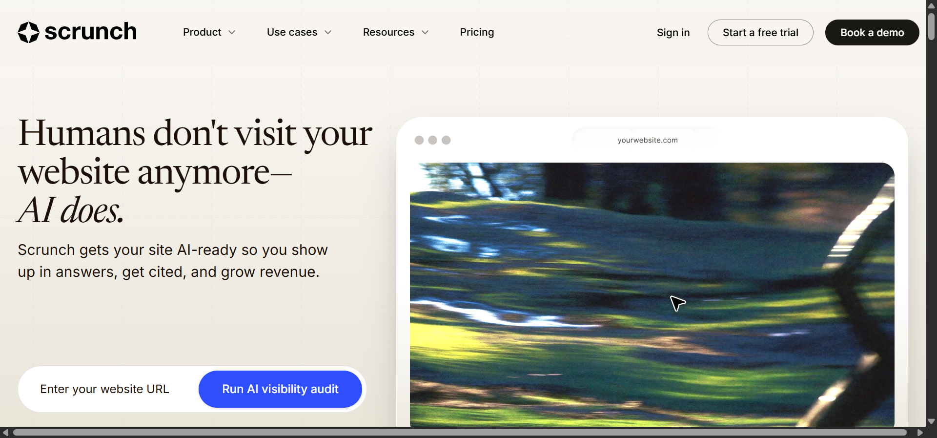 Scrunch AI showing visibility gap analysis and persona-based tracking