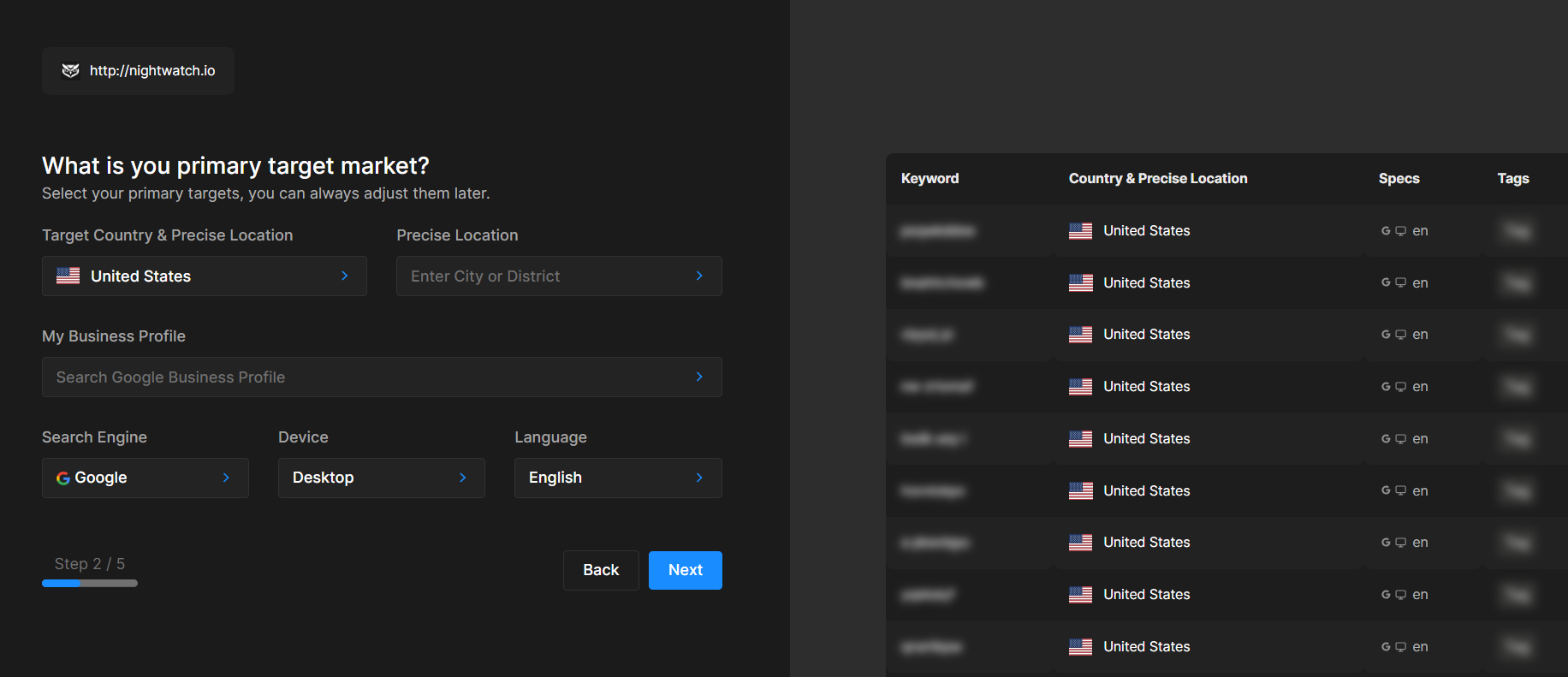 Nightwatch site audit showing crawl results with issues grouped by severity