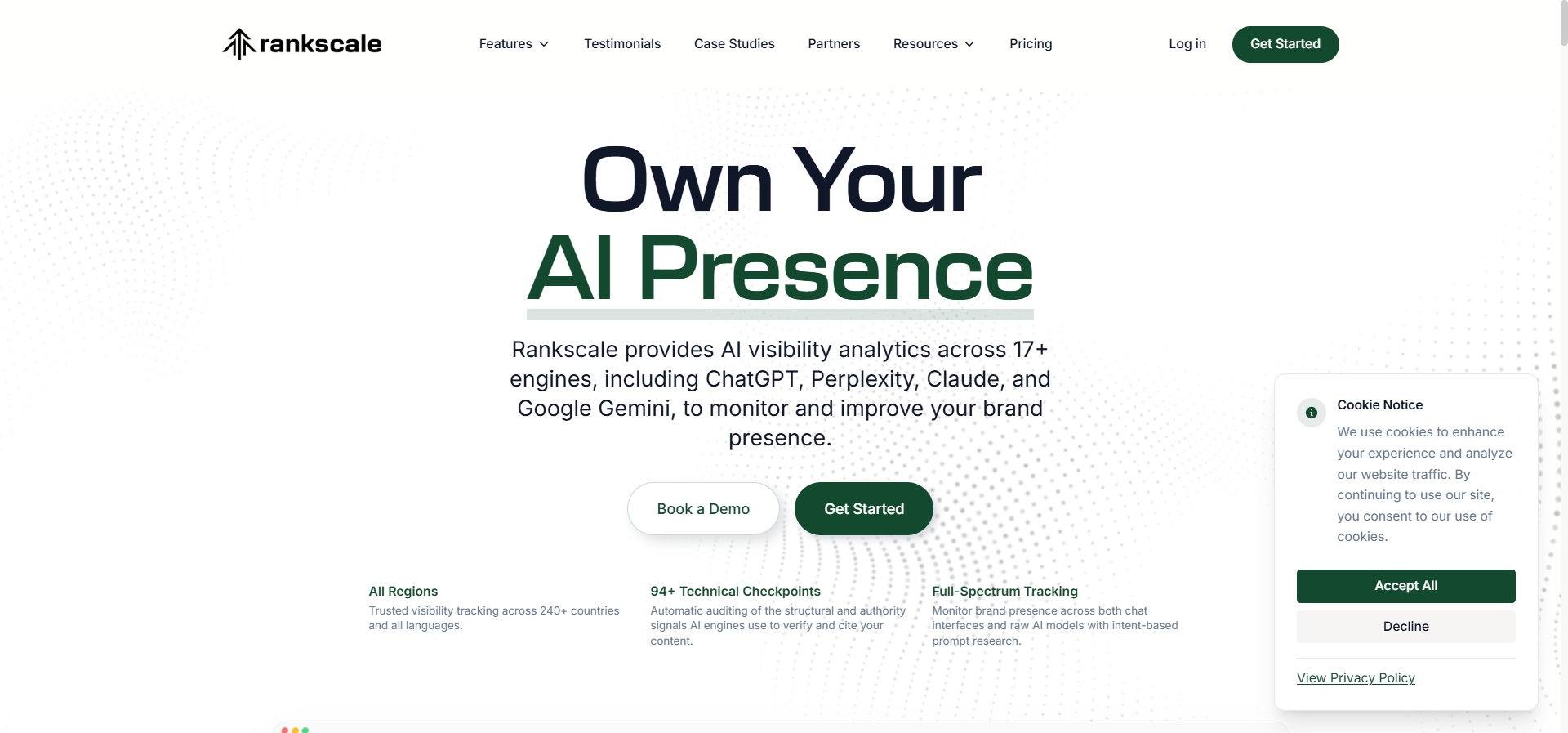 Rankscale AI&rsquo;s customizable dashboard with competitor visibility scores
