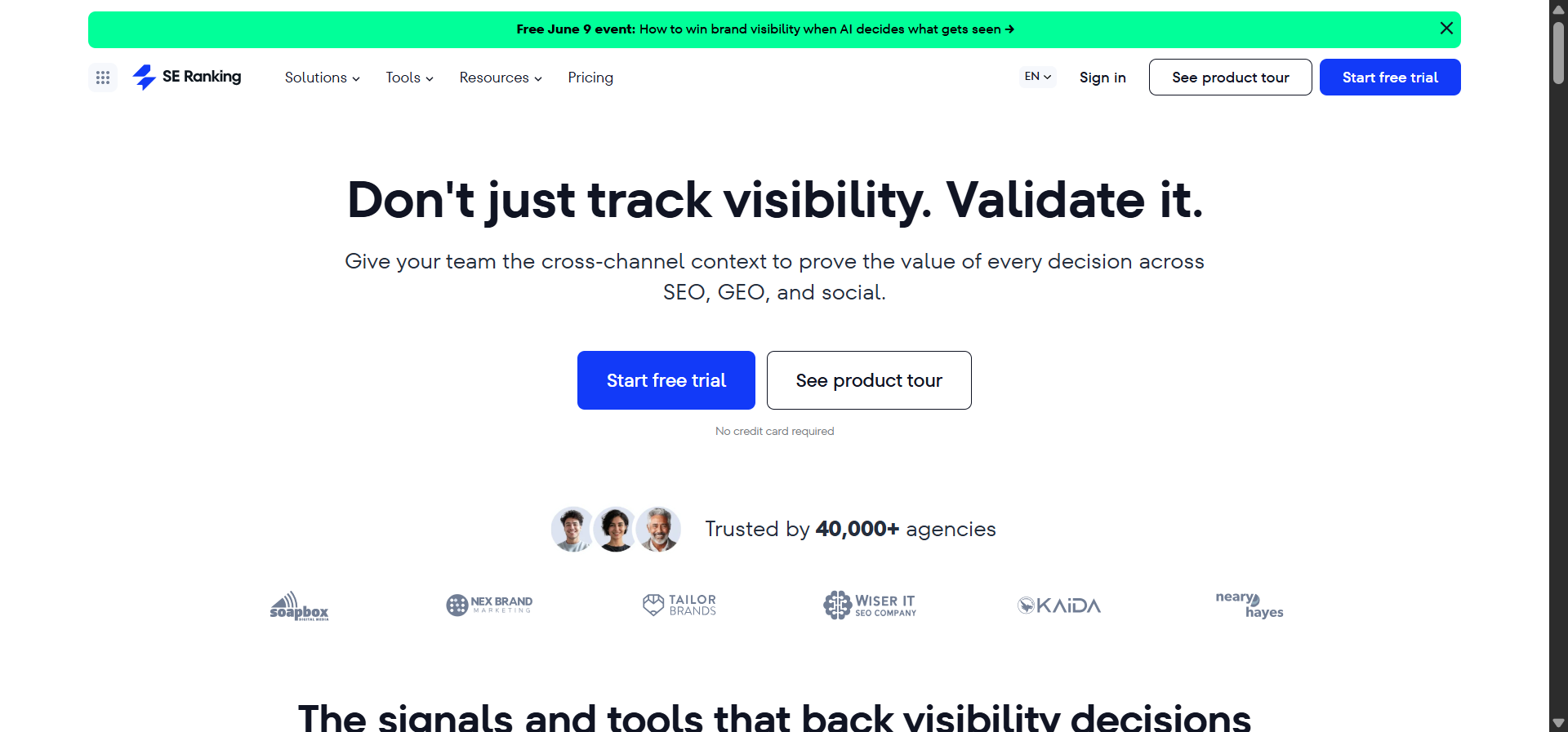 SE Ranking’s AI Visibility Tracker within the SEO suite