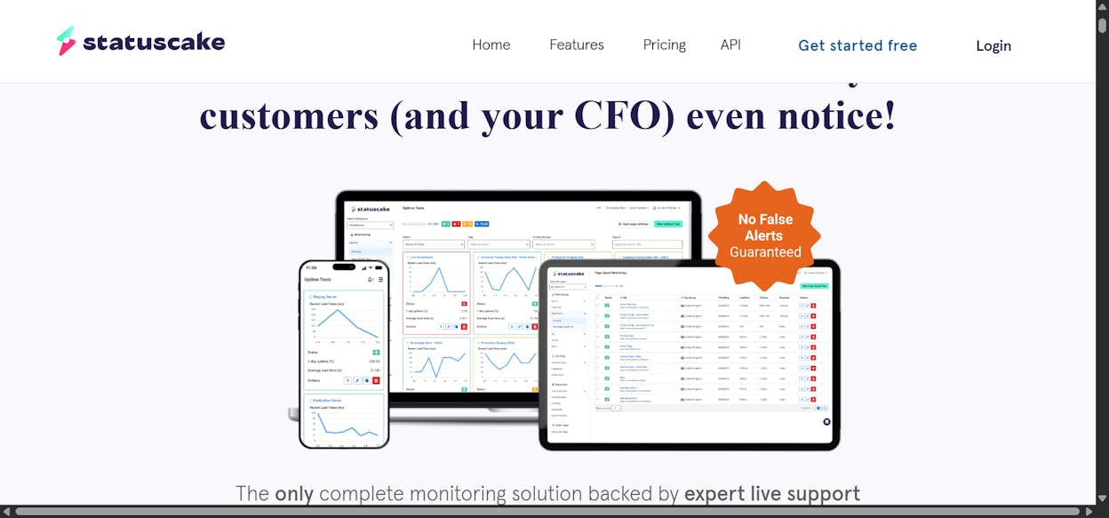 StatusCake dashboard showing uptime and server health metrics
