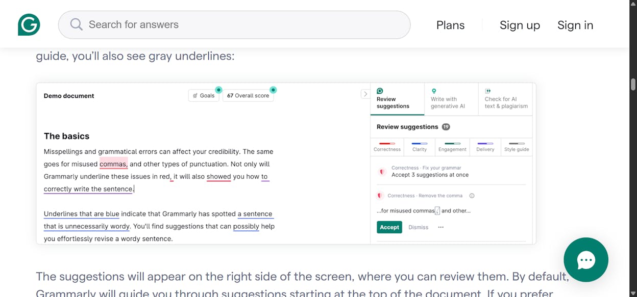 Grammarly sidebar showing tone and clarity suggestions inside a Google Doc