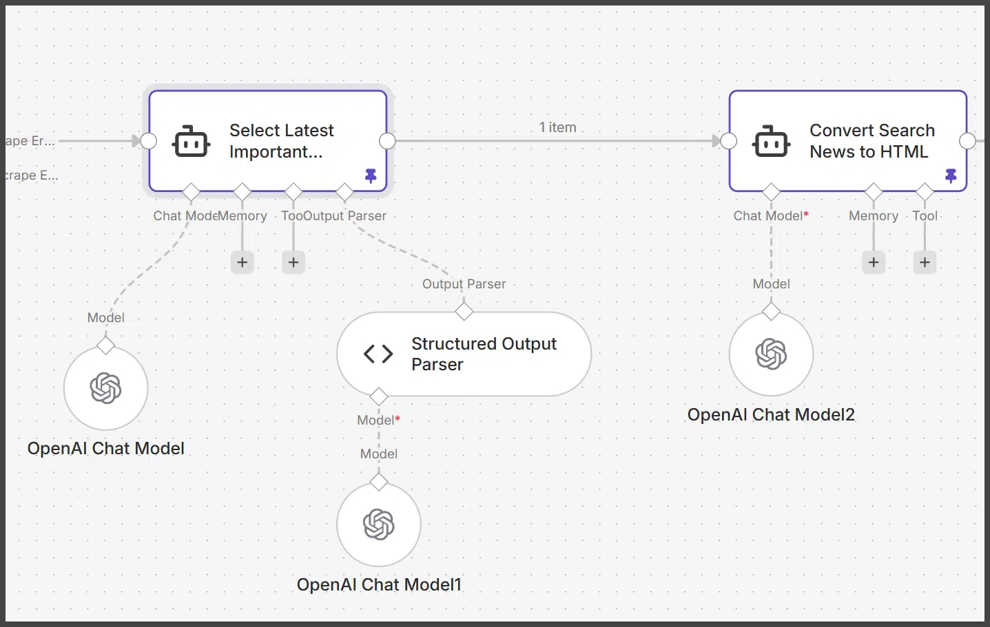 Agent Builder flow showing sitemap loop with GSC + On-Page SEO nodes connected to a Prompt LLM node that outputs internal link suggestions to Notion
