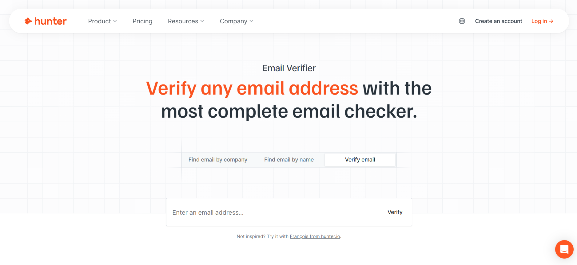 Hunter.io’s domain search showing verified email addresses for a target company