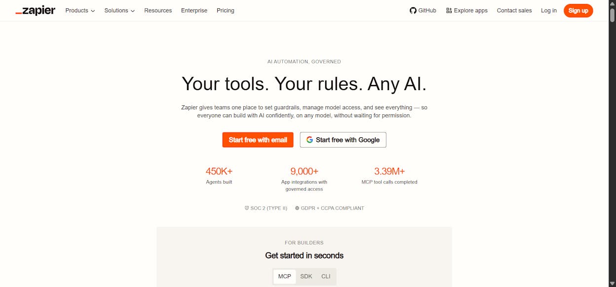 Zapier’s agent builder interface