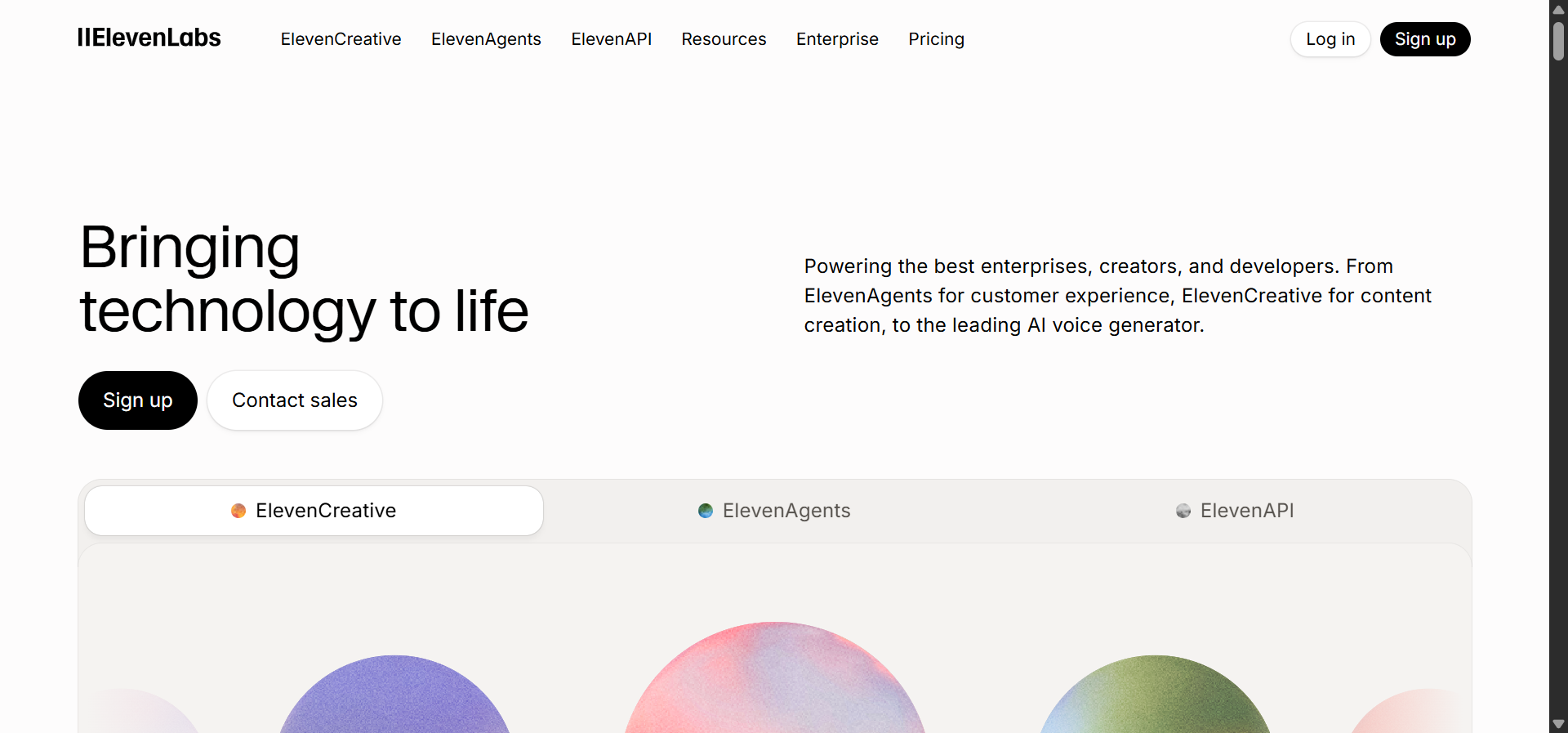 ElevenLabs voice generation interface showing text-to-speech controls and voice selection