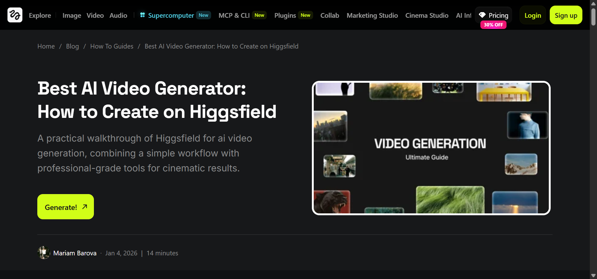 Higgsfield video creation platform showing the multi-model canvas with editing tools
