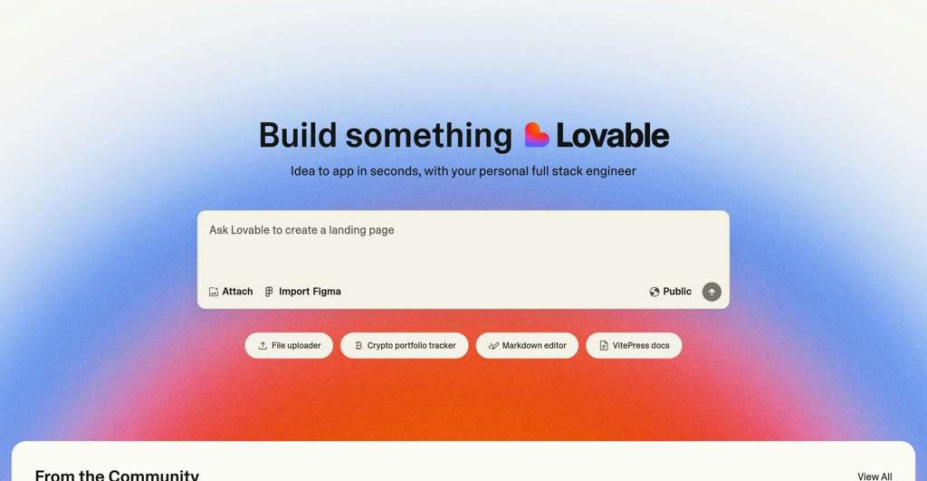 Lovable interface showing a working app being built from a natural language prompt