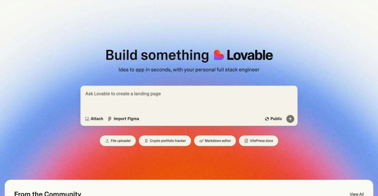 Lovable interface showing a working app being built from a natural language prompt