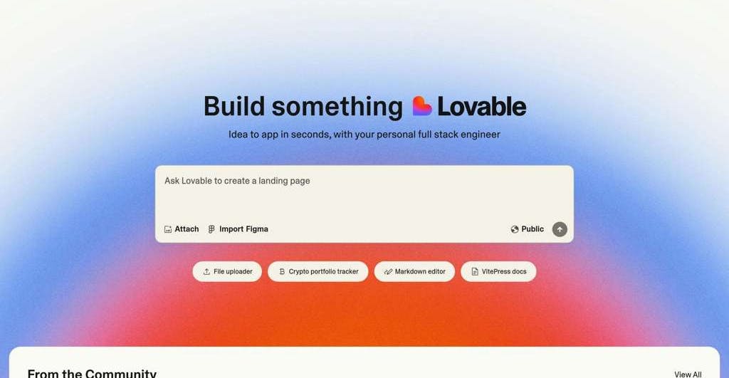 Lovable interface showing a working app being built from a natural language prompt