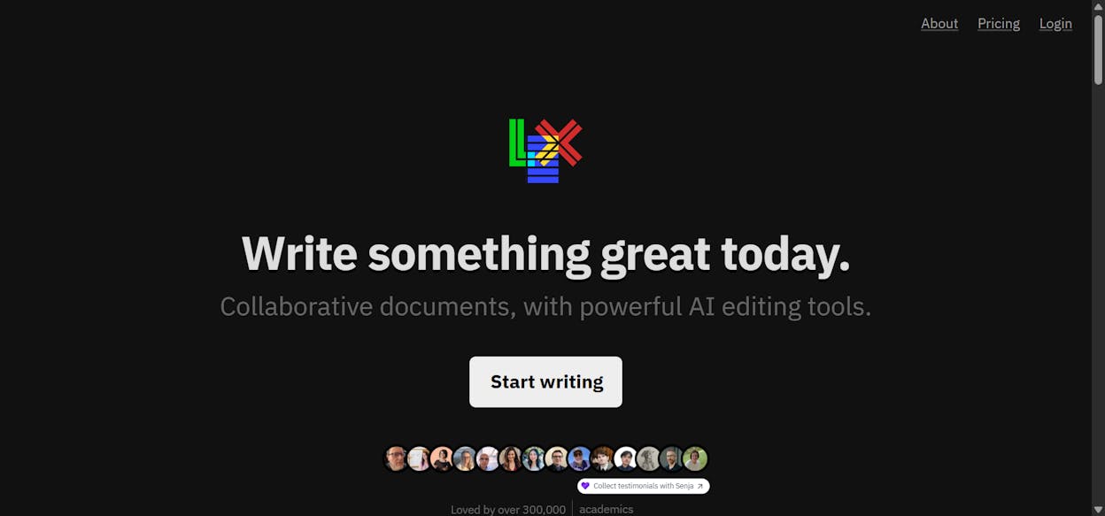 Lex.page editor interface