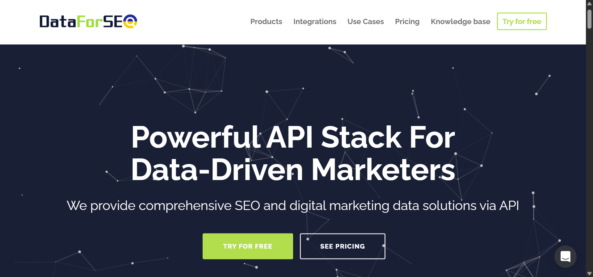 DataForSEO On-Page SEO analysis results showing technical SEO findings for a URL