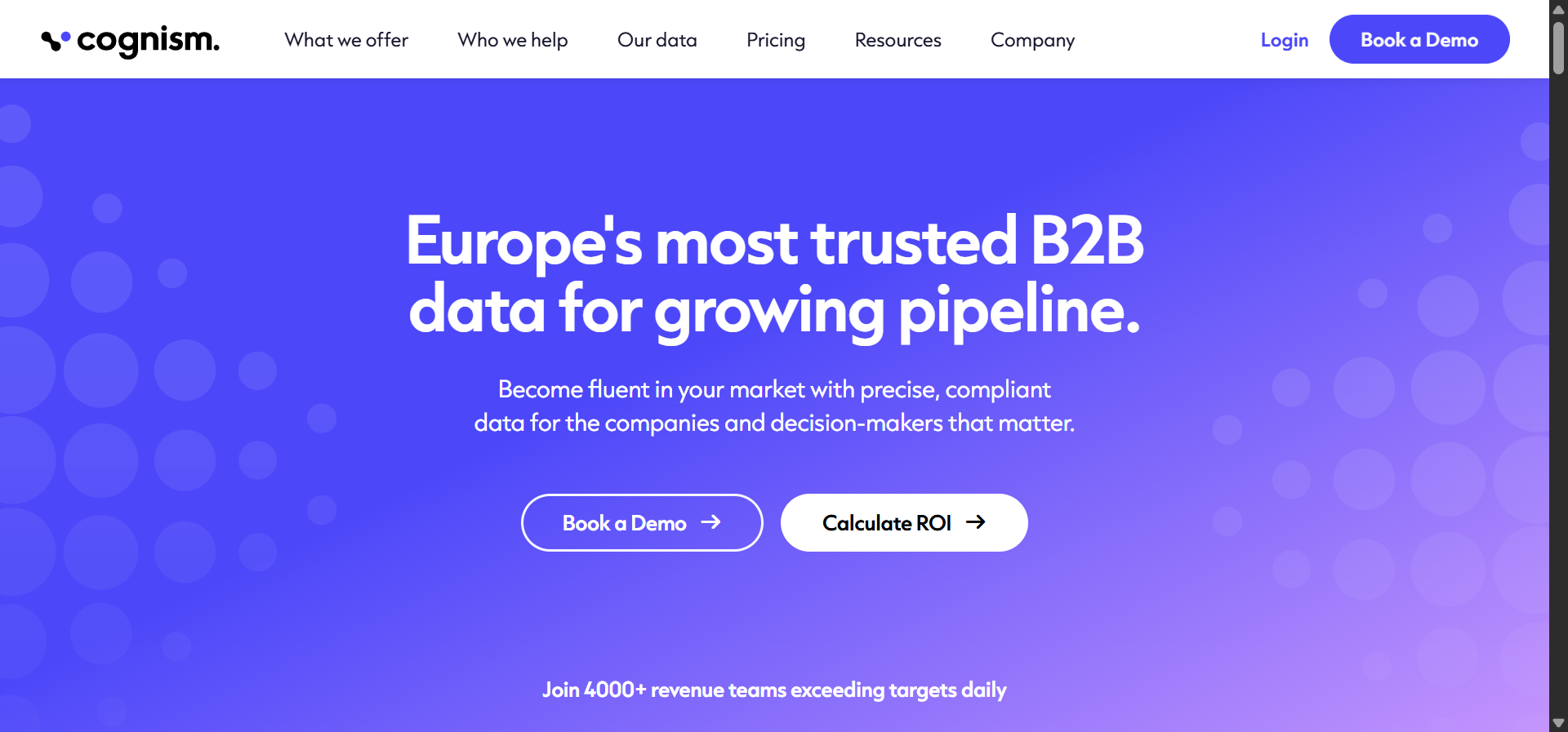 Cognism’s homepage showing the sales intelligence platform