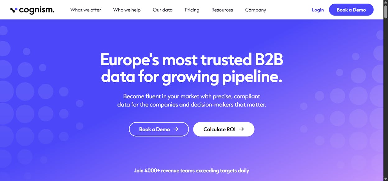 Cognism’s homepage showing the sales intelligence platform