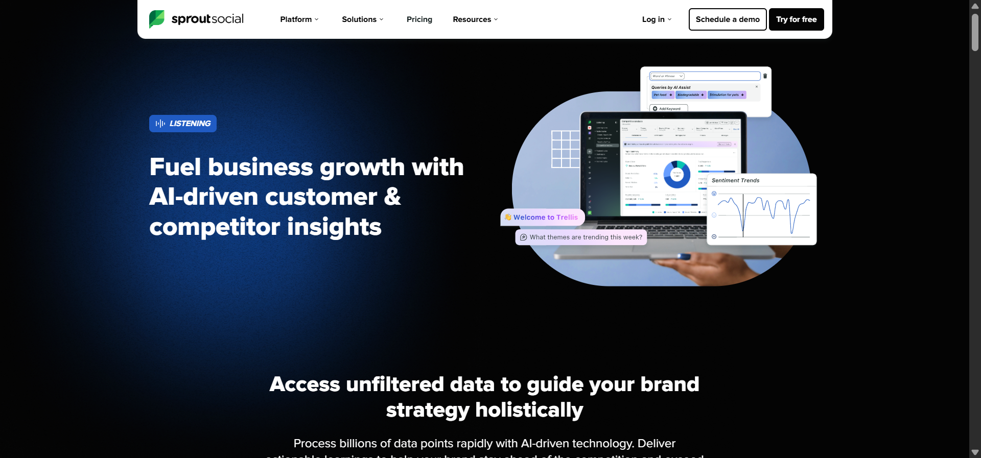 Sprout Social Listening tool dashboard