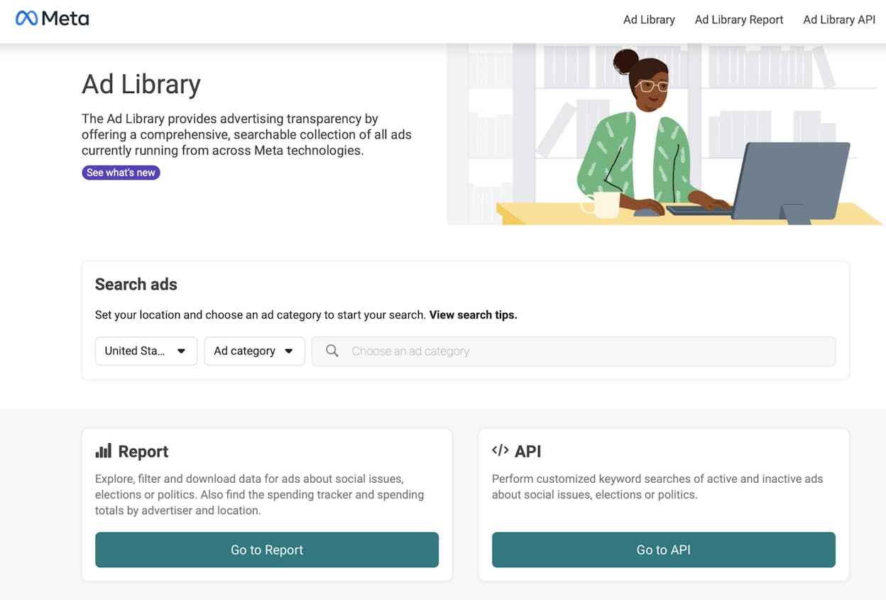 Meta Ad Library filtered by competitor brand name