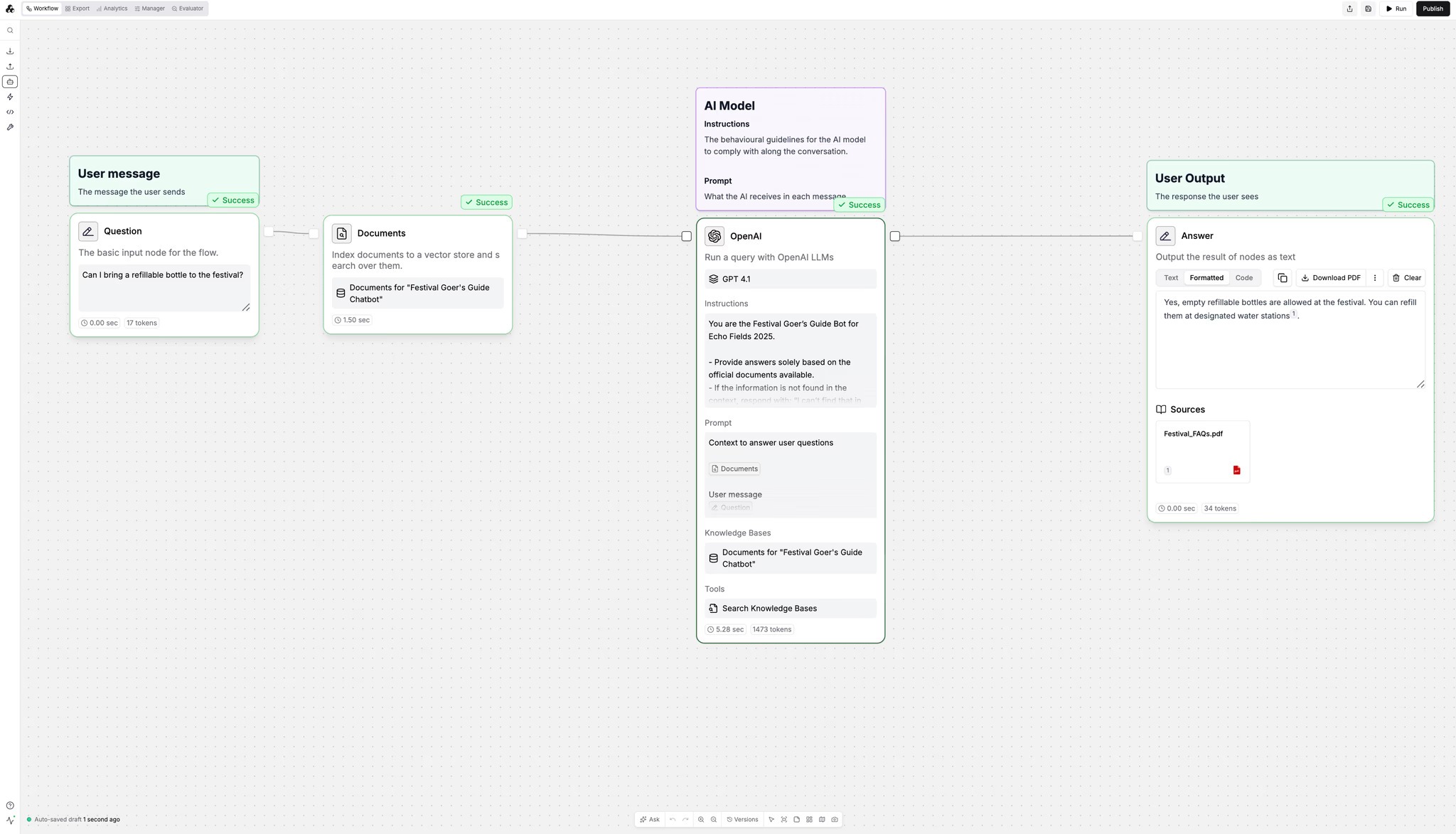 StackAI&rsquo;s visual workflow builder interface