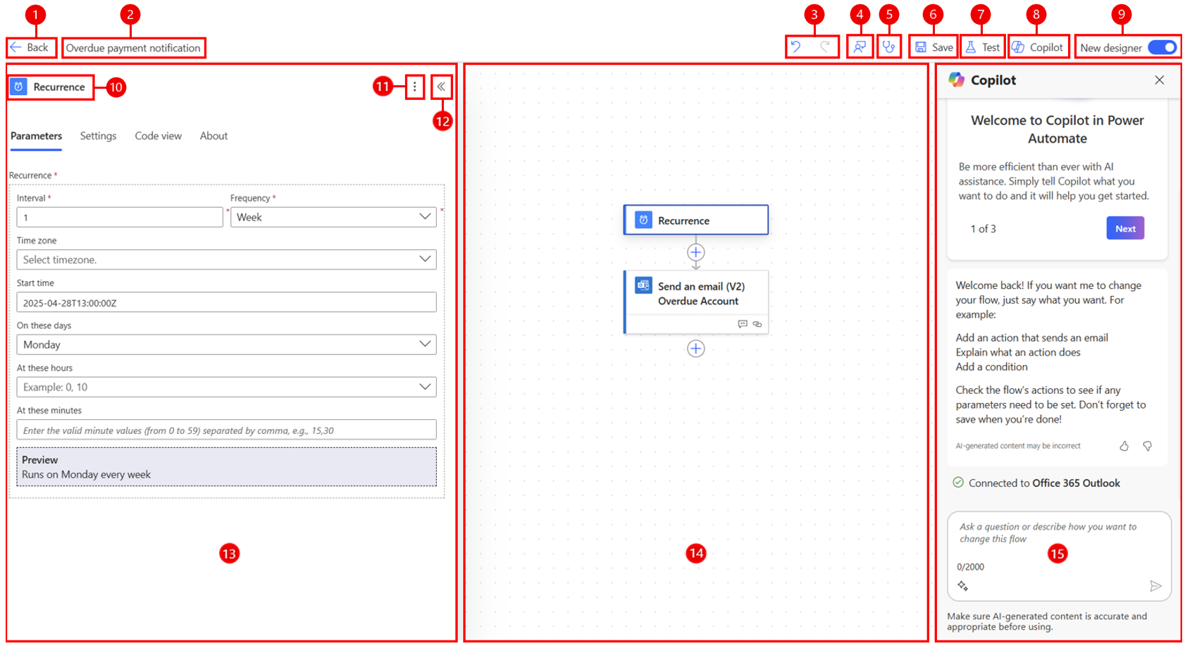 Power Automate flow designer
