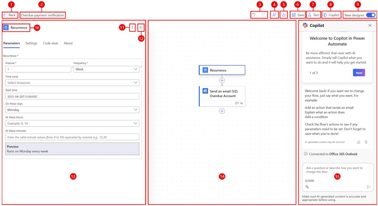Power Automate flow designer