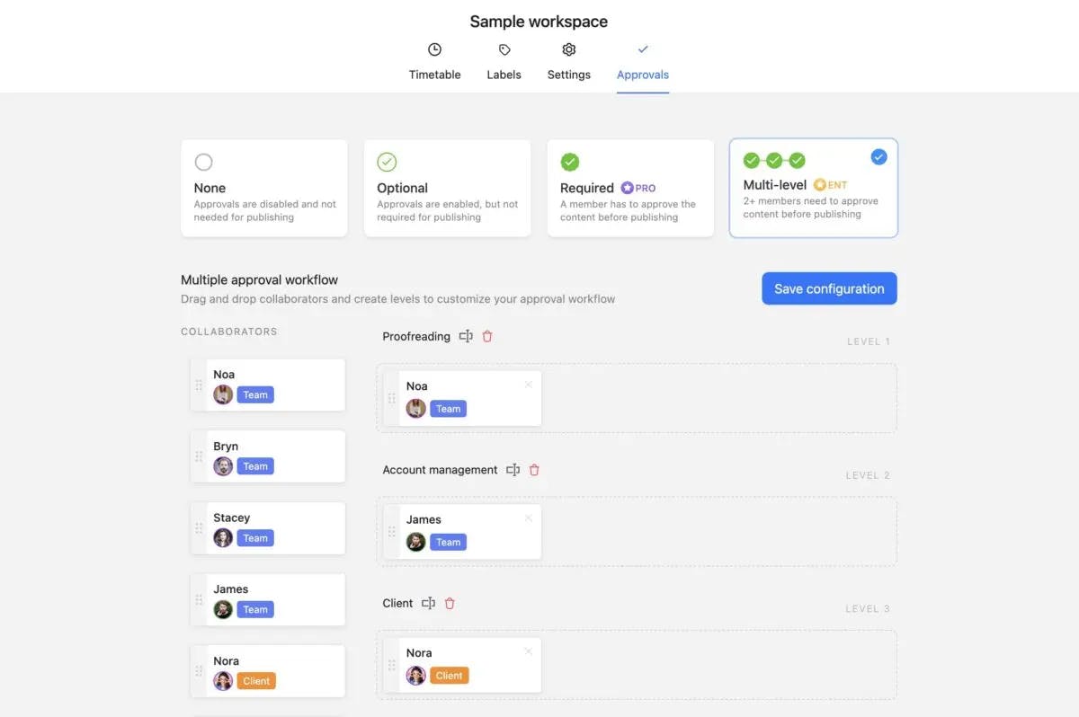 Planable’s visual content calendar with drag-and-drop planning